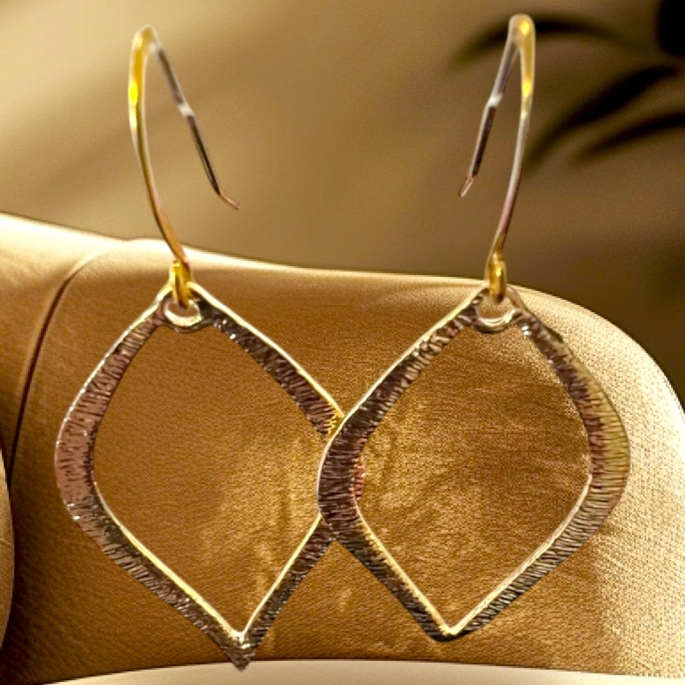 BOUTIQUE Gold Plated Elegant Leaf Earrings, Dangles, Classy, Formal, Dainty